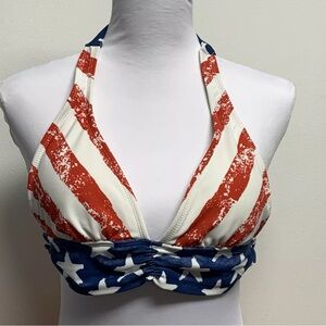 Venus Sz A (32B/34A/36AA) Red/White/Blue Stars & Stripes Bikini Swim Top NWOT